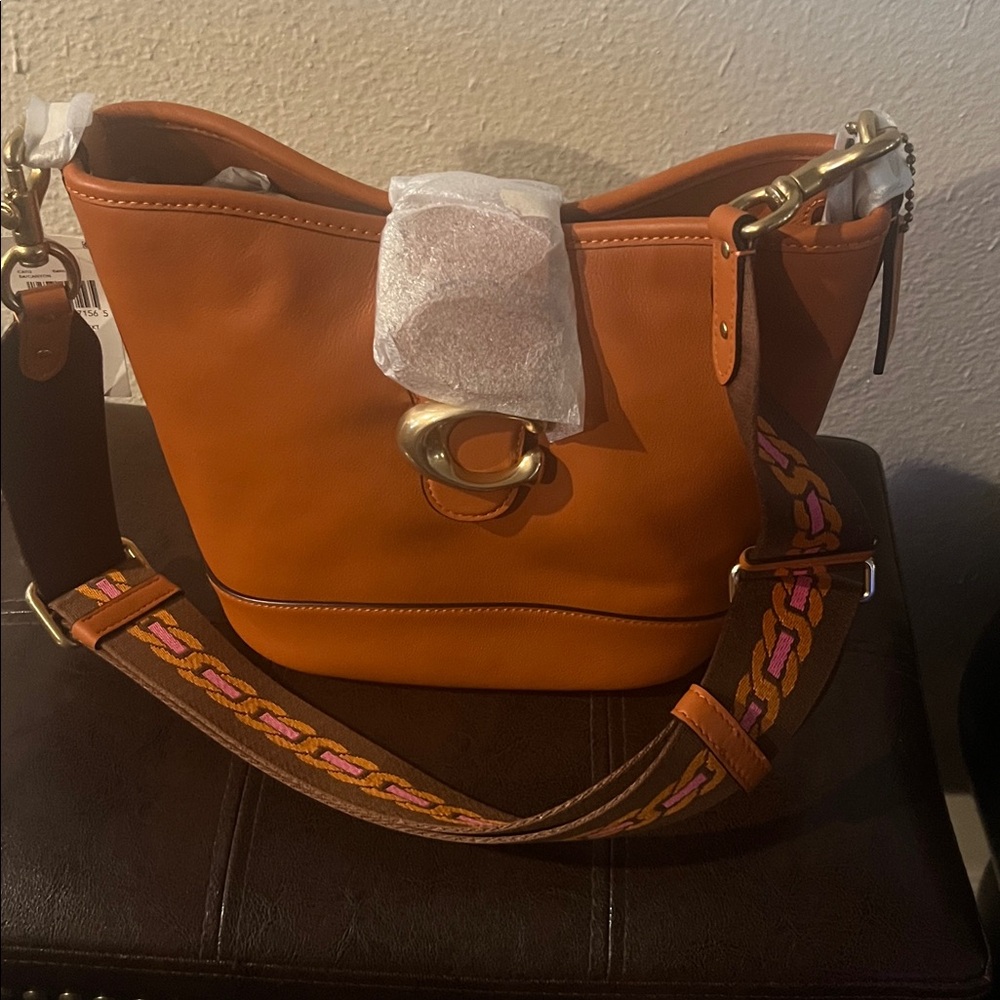 Coach STF CLF Tali Bucket Women's Tan Leather Bag B4/canyon - Picture 5 of 11